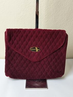 Adrien Arpel Quilted Velvet Cosmetic Bag in Burgundy